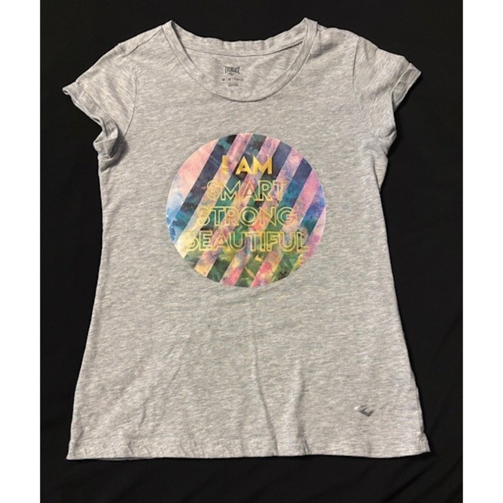 Everlast, girls size 10/12 gray tee shirt, I am smart, strong, beautiful graphic